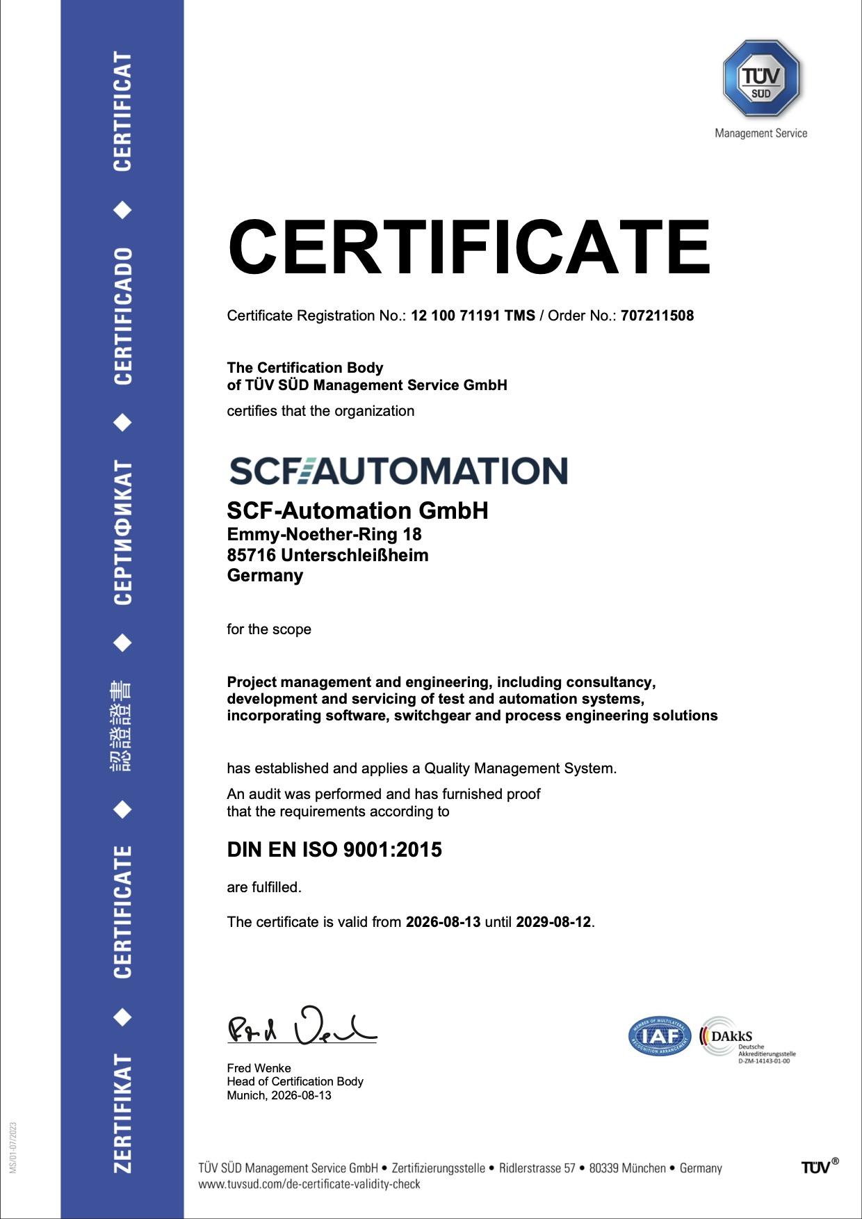 Certificate - TÜV SÜD